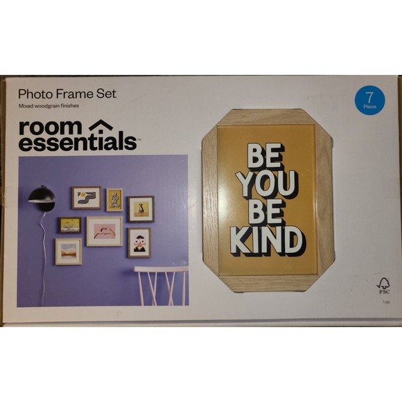 Room Essentials Accents Room Essentials Photo Frame Set 7 Pieces Mixed Wood Grain Finishes